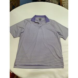 FootJoy Purple White Stripe Short Sleeve Polo Shirt Size Large